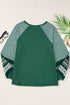 Contrast Print Striped Raglan Crew Neck Loose Long Sleeve Top